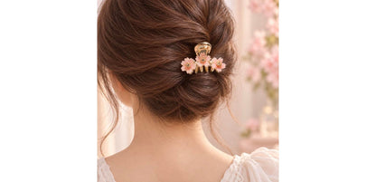 Pearl Rhinestone Sakura Hairpin - Gold