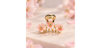 Pearl Rhinestone Sakura Hairpin - Gold